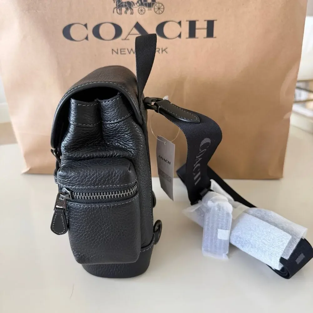 Last 2‼️Coach Sprint Sling Pack Leather CBF63 Black Copper/Black